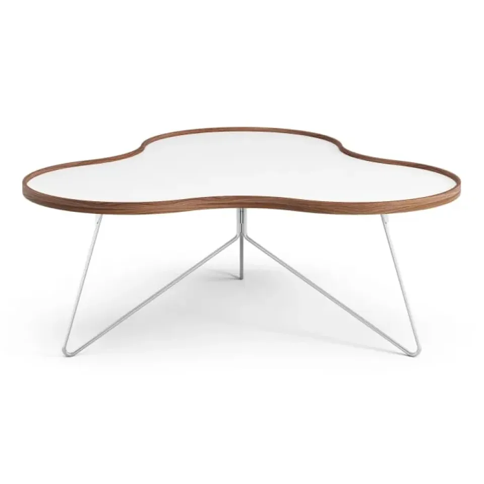Swedese Coffee Tables*Flower table 107x114 cm, H45cm--walnut edge-chrome White