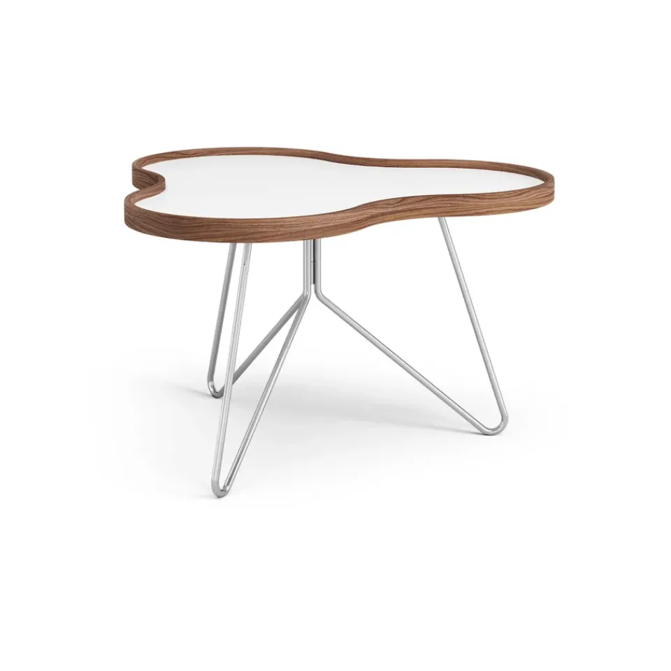Swedese Coffee Tables*Flower table 62x66 cm, , 39cm, walnut edge, chrome base White