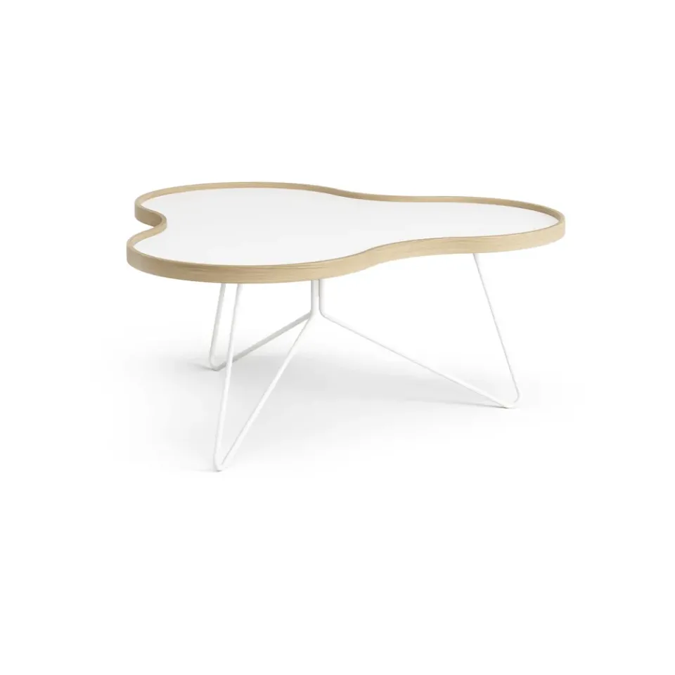 Swedese Coffee Tables*Flower table 84x90 cm, , 39cm, oak edge, base White