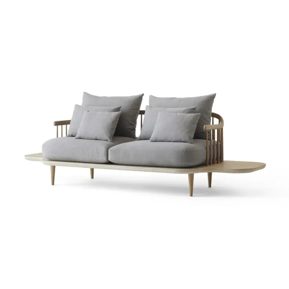 &Tradition Sofas*Fly SC3 sofa, Fabric hot madison 094 light . white oiled oak stand and side table Grey