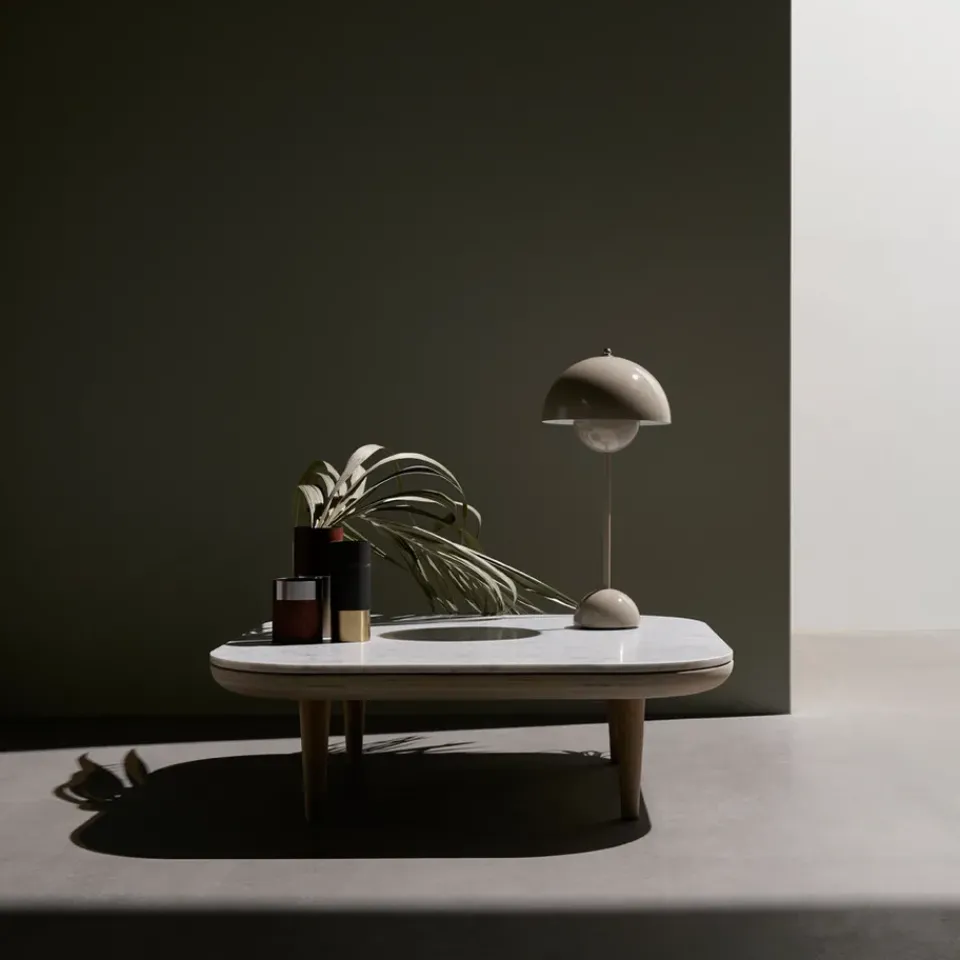 &Tradition Coffee Tables*Fly table Sc4, Light oiled oak + white marble BeigeWhite