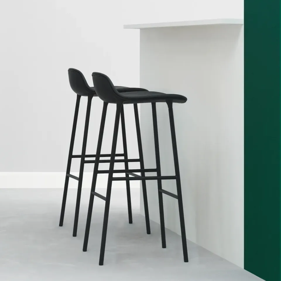 Normann Copenhagen Bar Stools*Form Barstool high, , -lacquered steel legs Blue