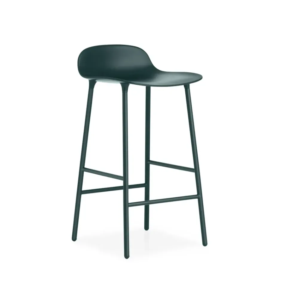 Normann Copenhagen Bar Stools*Form barstool low, , -coated steel legs Green