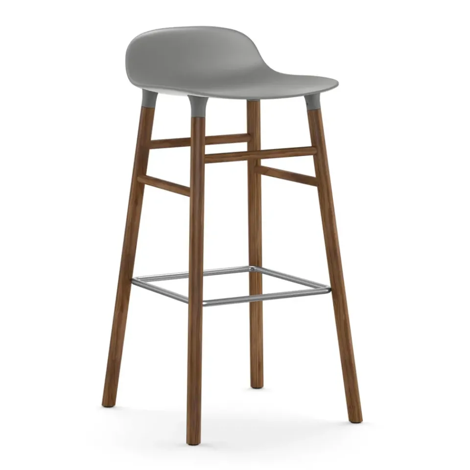 Normann Copenhagen Bar Stools*Form barstool walnut legs 75 cm, Grey