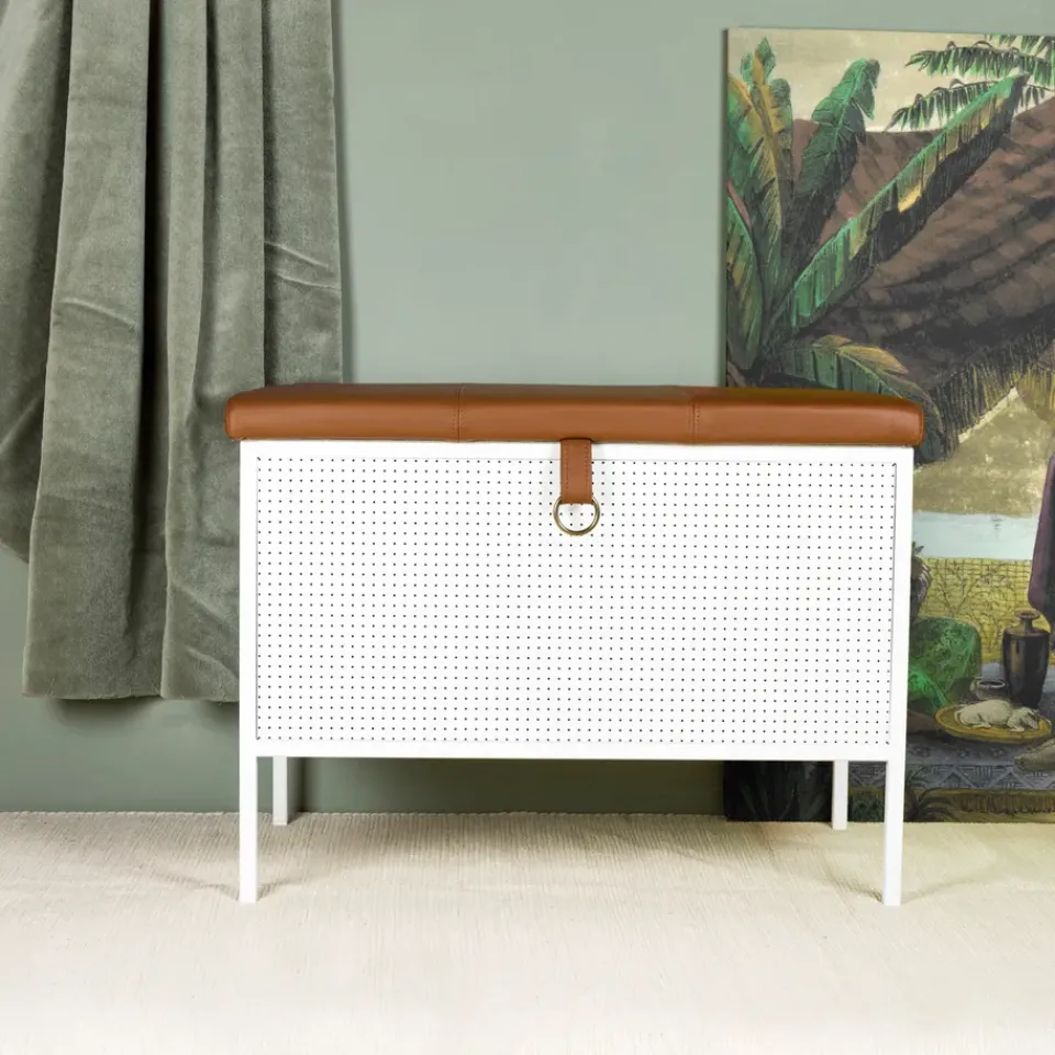 Maze Benches*Frank storage bench, -Cognac White