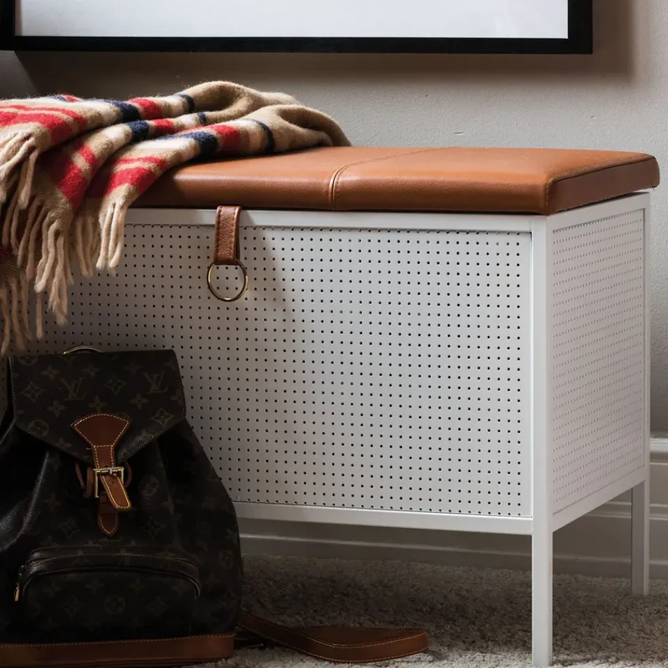 Maze Benches*Frank storage bench, -Cognac White