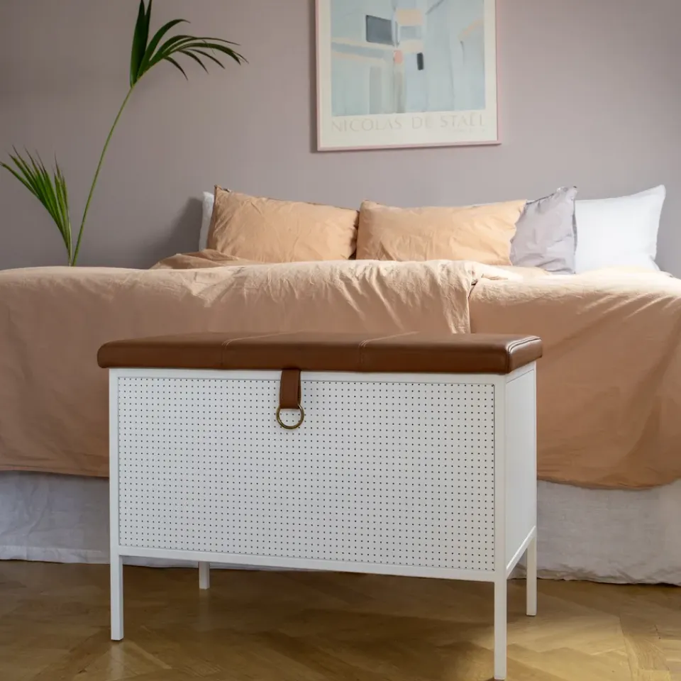 Maze Benches*Frank storage bench, -Cognac White