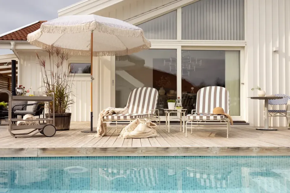 Brafab Sun Protection*Gatsby parasol, stripe, Ø256 cm Grey