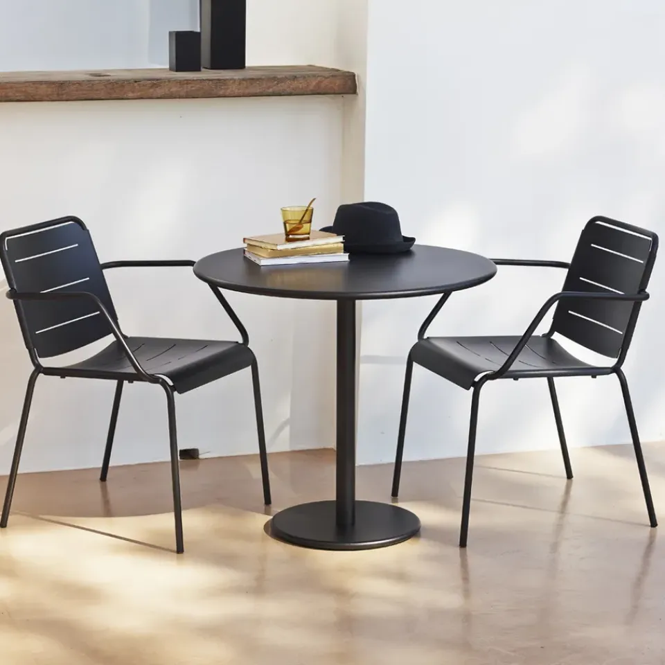 Cane-line Table For Outdoor Use|Balcony Furniture*Go coffee table Ø80 cm, Lava -lava Grey