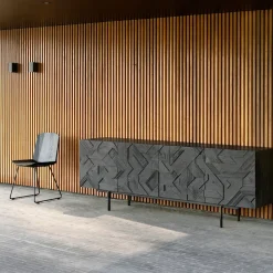 Ethnicraft Dressers & Sideboards*Graphic sideboard, Teak 4 doors Black