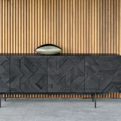 Ethnicraft Dressers & Sideboards*Graphic sideboard, Teak black 3 doors BrownBlack