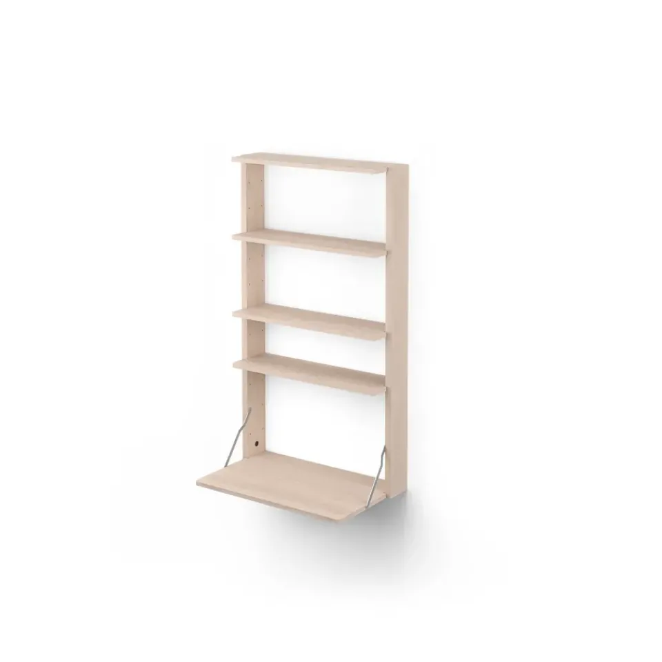 Massproductions Desks*Gridlock - M1-A4-0-D shelf with writing table, Natural Ash Beige