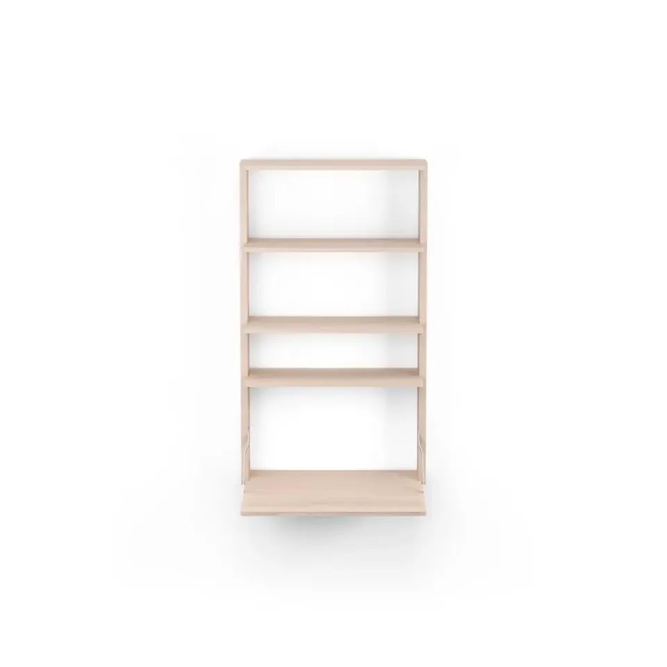Massproductions Desks*Gridlock - M1-A4-0-D shelf with writing table, Natural Ash Beige