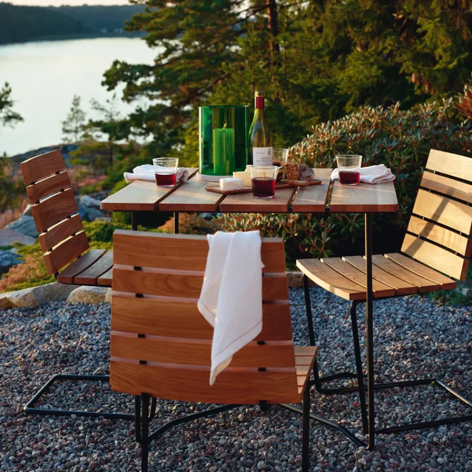 Skargaarden Table For Outdoor Use*Grinda table, Teak, small, black frame Brown