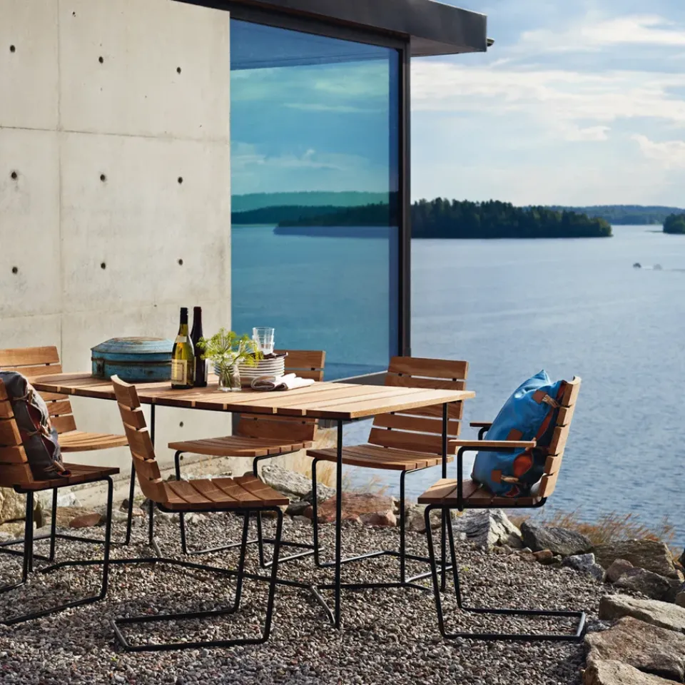 Skargaarden Table For Outdoor Use*Grinda table, Teak, small, black frame Brown