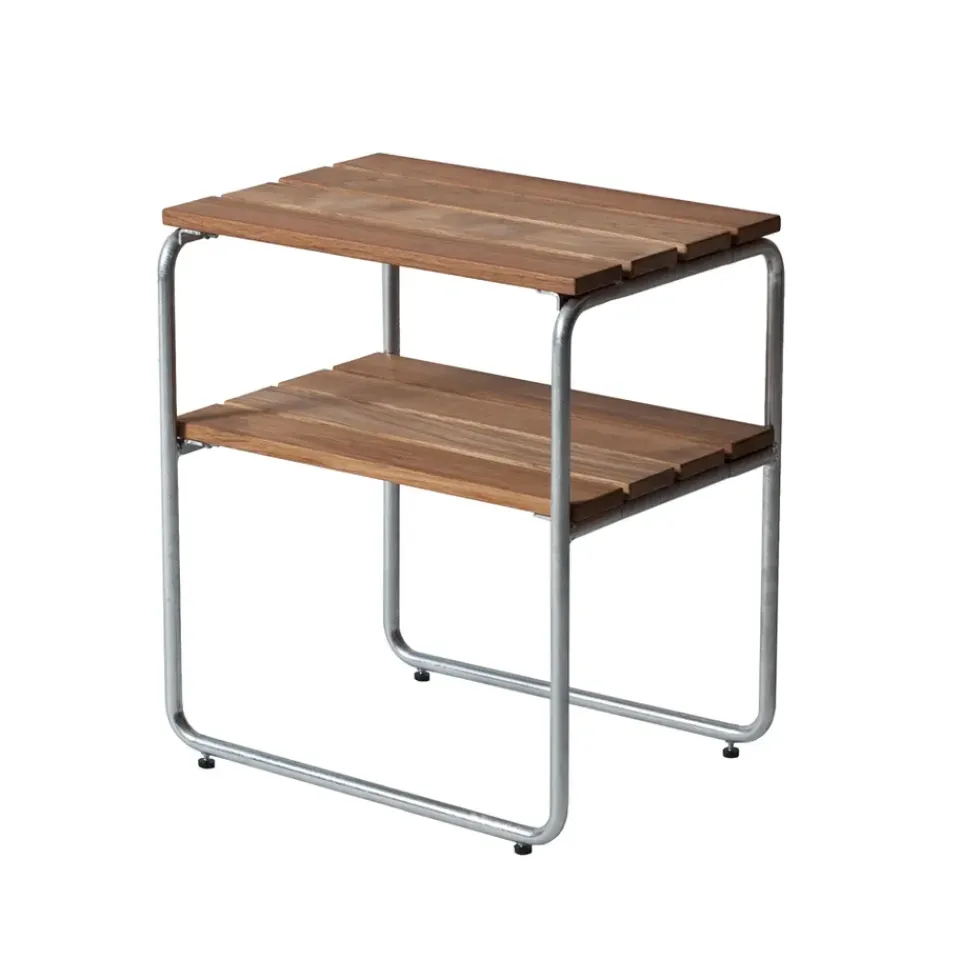 Grythyttan Stålmöbler Table For Outdoor Use*Grythyttan side table, Teak-hot-dip galvanized stand Brown