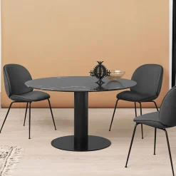 GUBI Dining Tables*2.0 dining table, Marble . ø110. black stand Green