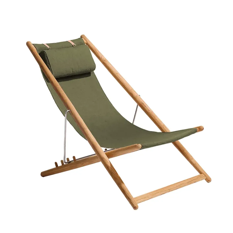Skargaarden Seating*H55 lounge chair teak, Sunbrella Heritage Leaf Green