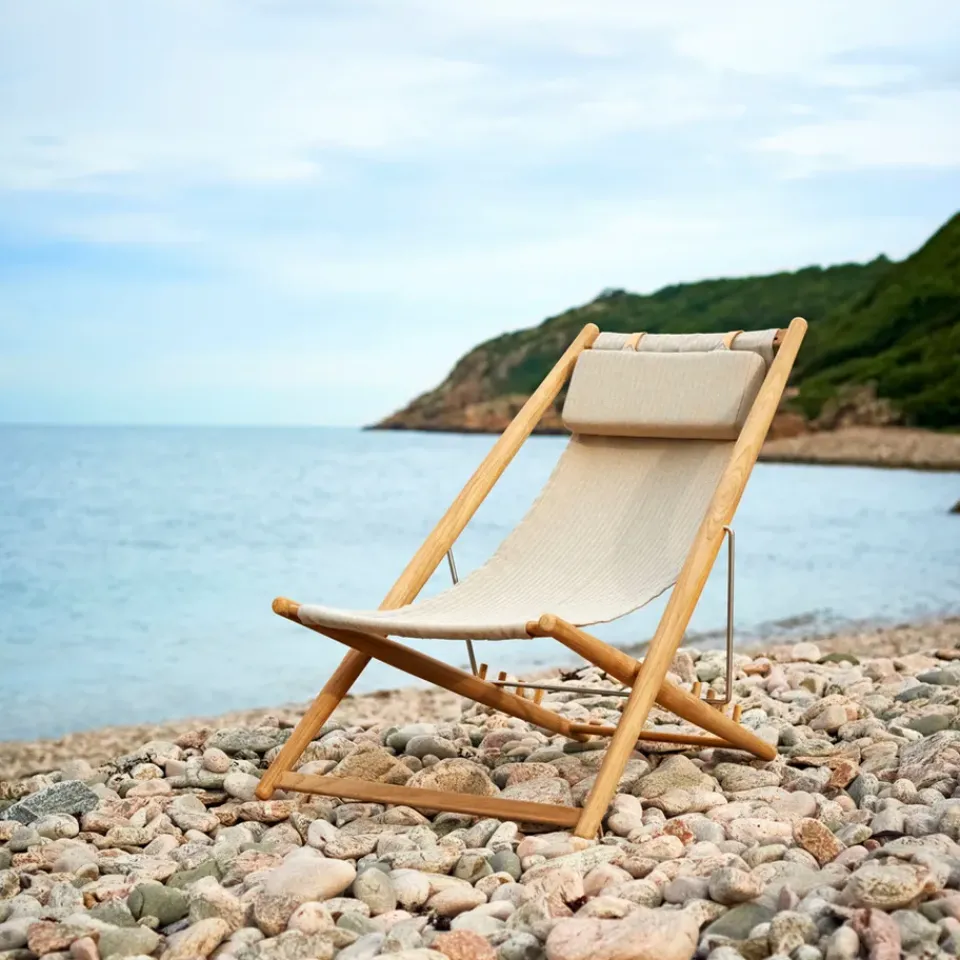 Skargaarden Seating*H55 lounge chair teak, Sunbrella Heritage Leaf Green