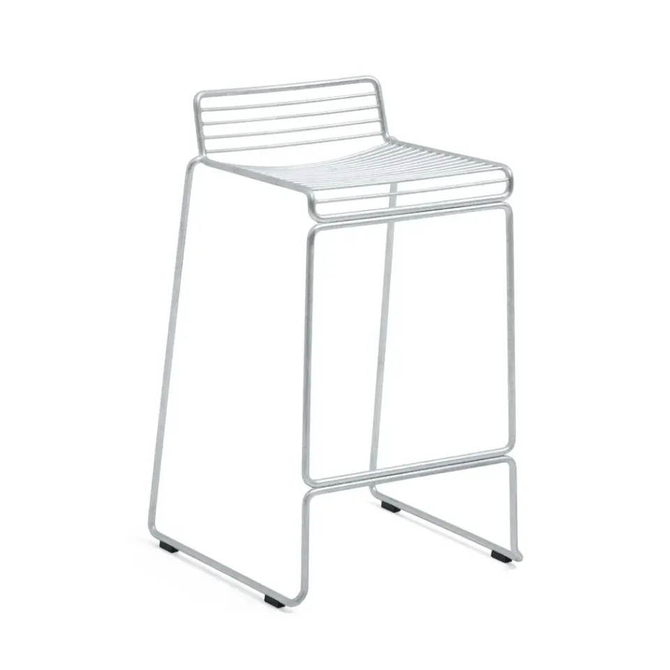 HAY Bar Stools*Hee Low barstool 65 cm, Galvanized Silver-coloured