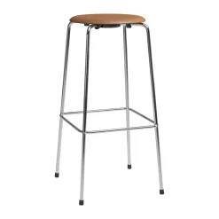 Fritz Hansen Bar Stools*High Dot bar stool, Wild leather walnut-chrome BrownSilver-coloured
