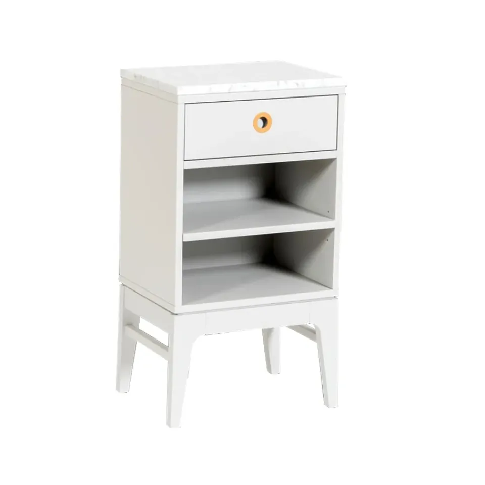 Mavis Bedside Tables*Höllviken bedside table, Light gray-white marble top-1 drawer Grey