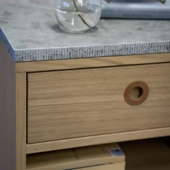 Mavis Bedside Tables*Höllviken bedside table, Light gray-white marble top-1 drawer Grey