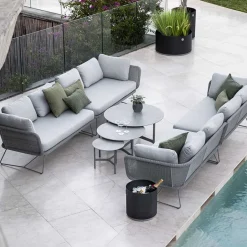 Cane-line Garden Sofas & Garden Benches|Outdoor Lounge Furniture*Horizon modular sofa, Natté -left-black frame Grey