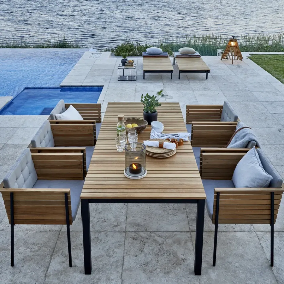Skargaarden Seating*Häringe armchair, Sunbrella Natté Nature -teak-black Grey