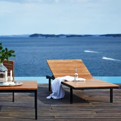 Skargaarden Table For Outdoor Use|Outdoor Lounge Furniture*Häringe coffee table, Teak, large, black steel frame Brown