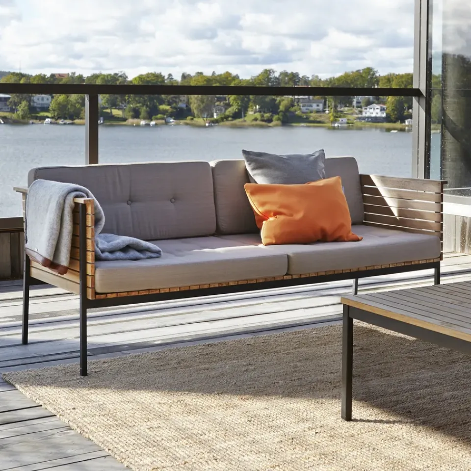 Skargaarden Table For Outdoor Use|Outdoor Lounge Furniture*Häringe coffee table, Teak, small, black steel frame Brown