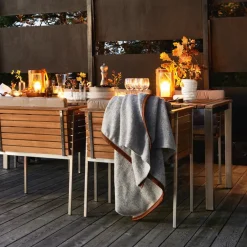 Skargaarden Table For Outdoor Use*Häringe dining table, Teak, medium, black steel frame Brown