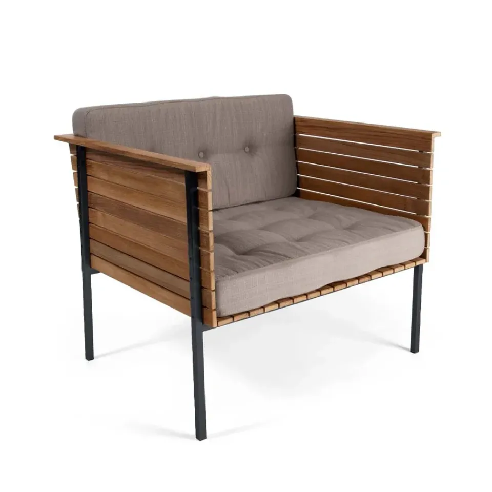 Skargaarden Seating|Outdoor Lounge Furniture*Häringe lounge chair, Sunbrella Natté Nature -teak-black Grey