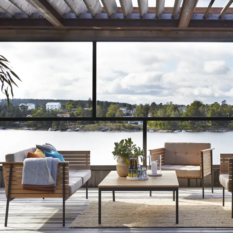 Skargaarden Garden Sofas & Garden Benches|Outdoor Lounge Furniture*Häringe sofa, Sunbrella Natté Nature -teak-black Grey