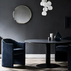 &Tradition Dining Tables*In Between SK12 dining table, lacquered oak. matte metal stand Black