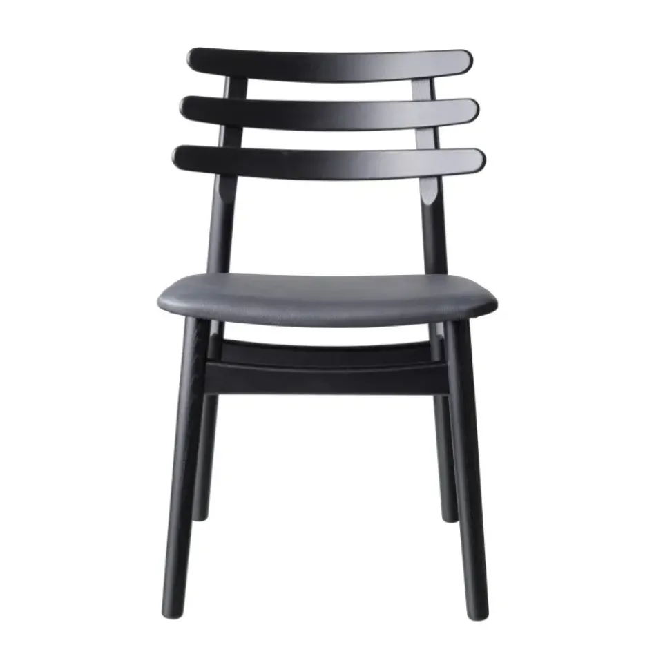 FDB Møbler Chairs*J48 chair, Oak painted- leather Black