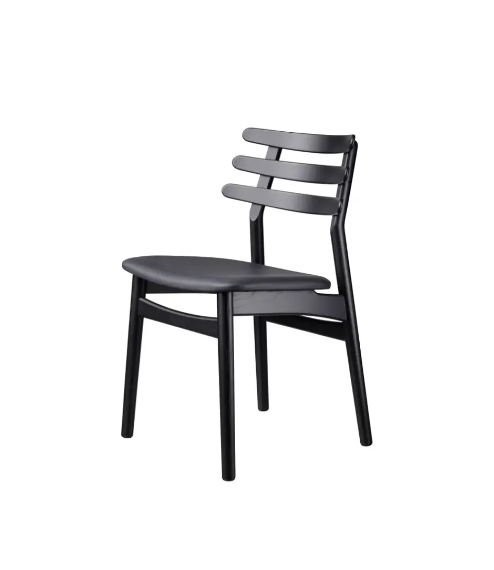 FDB Møbler Chairs*J48 chair, Oak painted- leather Black