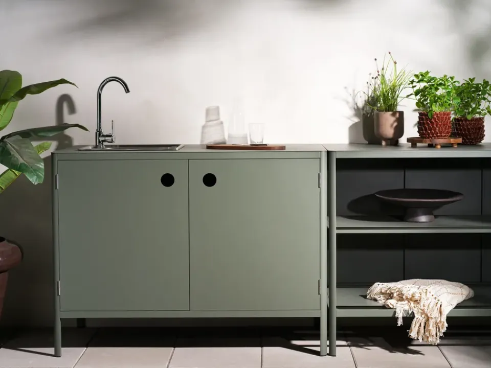 Brafab Garden Details & Accessories*Kelia outdoor kitchen base cabinet with sink, Nordic , 121x90x64 Green