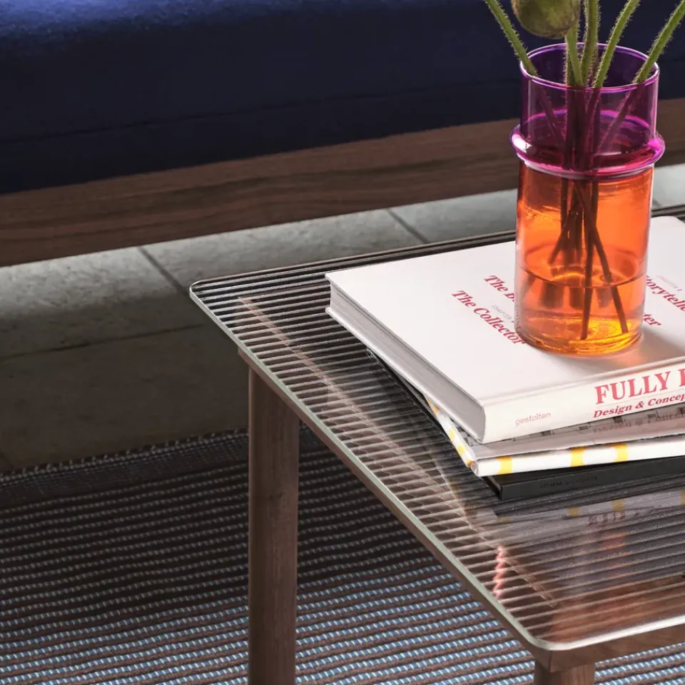 HAY Coffee Tables*Kofi coffee table, oak-glass top-blue-tinted-W80 cm Black