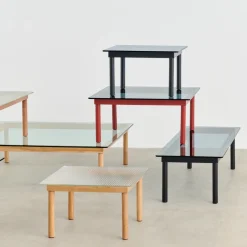 HAY Coffee Tables*Kofi coffee table, Oak-ribbed glass, 100 cm Beige