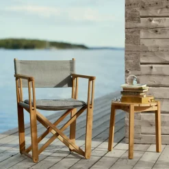 Skargaarden Seating*Kryss Lounge armchair, Sunbrella Heritage Papyrus , teak Beige