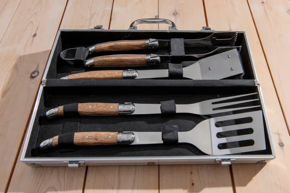 Hâws Garden Details & Accessories*Laguiole By BBQ grill set 4-piece, Oak BrownSilver-coloured