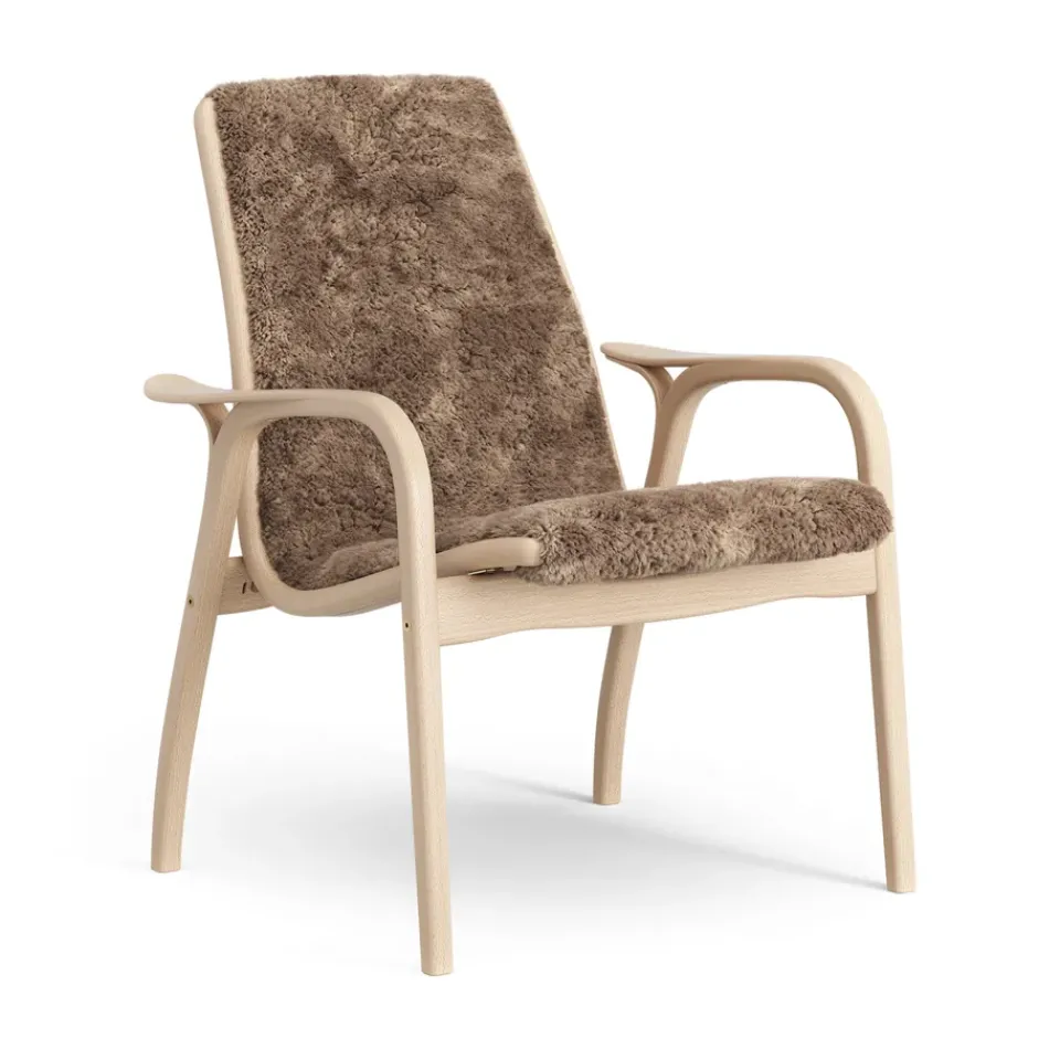 Swedese Armchairs & Footstools*Laminett arm chair laquered beech/sheep skin, Sahara (nougat brown) Beige