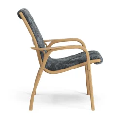 Swedese Armchairs & Footstools*Laminett arm chair oiled oak/sheep skin, Charcoal (dark grey) Beige