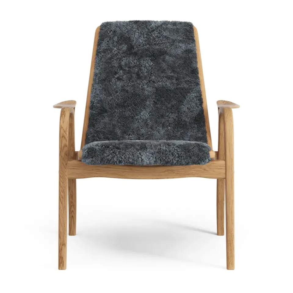 Swedese Armchairs & Footstools*Laminett arm chair oiled oak/sheep skin, Charcoal (dark grey) Beige