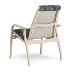 Swedese Armchairs & Footstools*Laminett arm chair white pigmented oak/sheep skin, Charcoal (dark grey) Beige