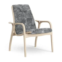 Swedese Armchairs & Footstools*Laminett arm chair white pigmented oak/sheep skin, Scandinavian Grey (grey) Beige
