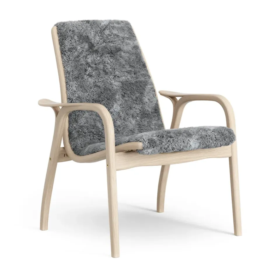 Swedese Armchairs & Footstools*Laminett arm chair white pigmented oak/sheep skin, Scandinavian Grey (grey) Beige