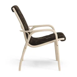 Swedese Armchairs & Footstools*Laminett arm chair white pigmented oak/sheep skin, Espresso (brown) Beige