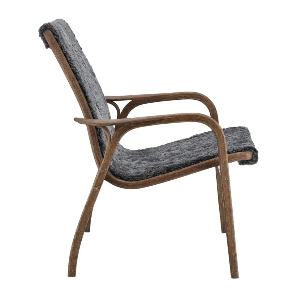 Swedese Armchairs & Footstools*Laminett armchair oak/sheepskin Special Edition, Rubio Monocoat Chocolate-Charcoal Grey